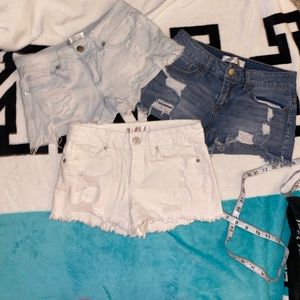 3 pair of distressed blue jean shorts size 5 & 7
